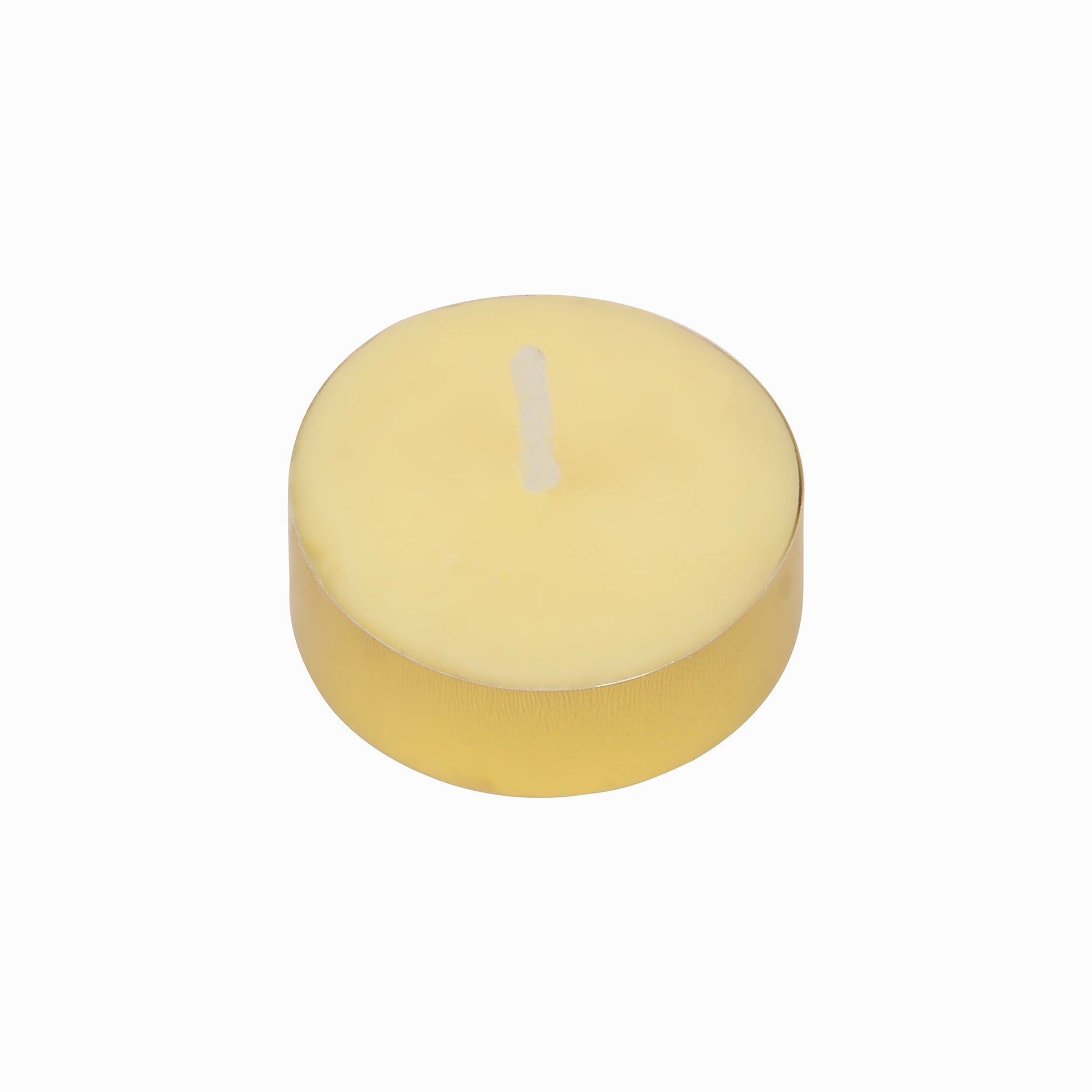 Pure cow ghee tealight candles in elegant gold cup for puja