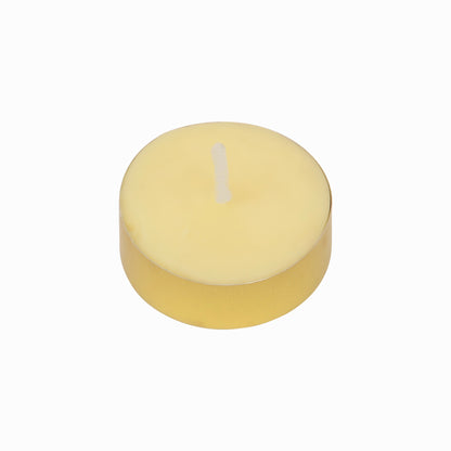 Pure cow ghee tealight candles in elegant gold cup for puja