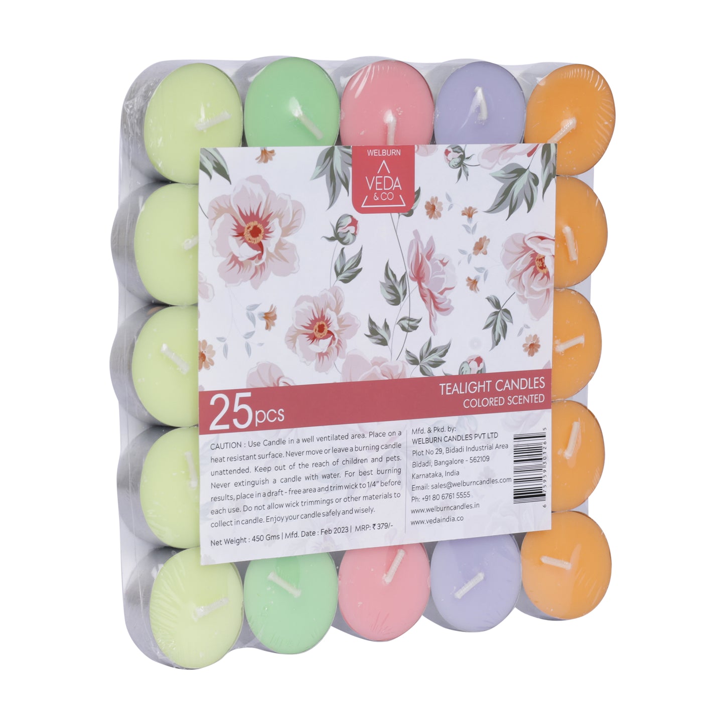 Scented Multicolor Tealight Candles - Pack of 25 (4-Hour Burning Time)