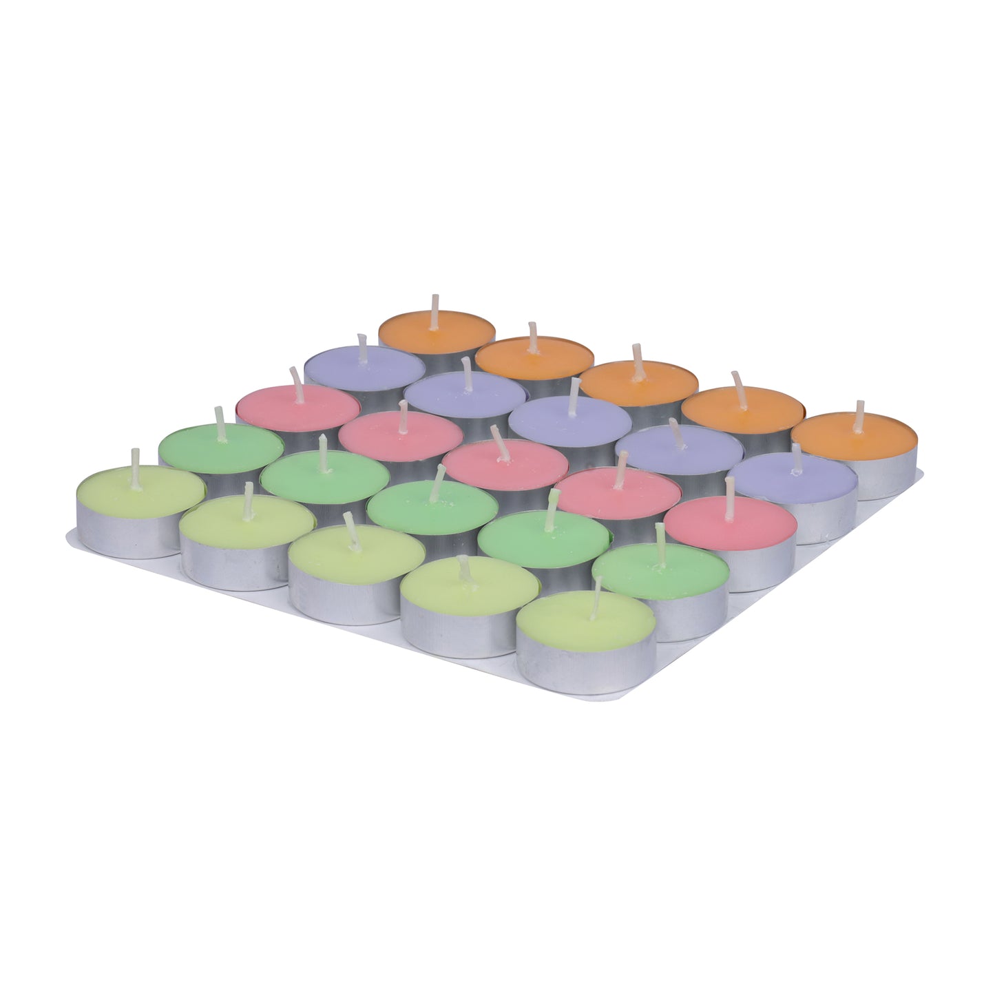 Scented Multicolor Tealight Candles - Pack of 25 (4-Hour Burning Time)