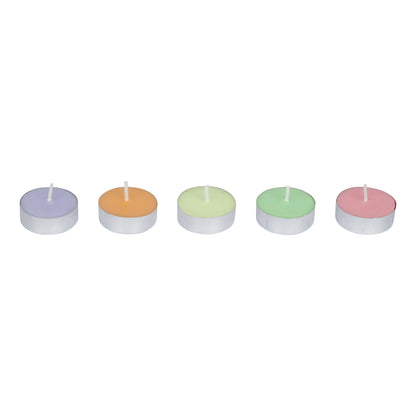 Scented Multicolor Tealight Candles - Pack of 25 (4-Hour Burning Time)