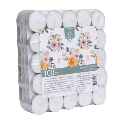 single white wax tealight candle close view