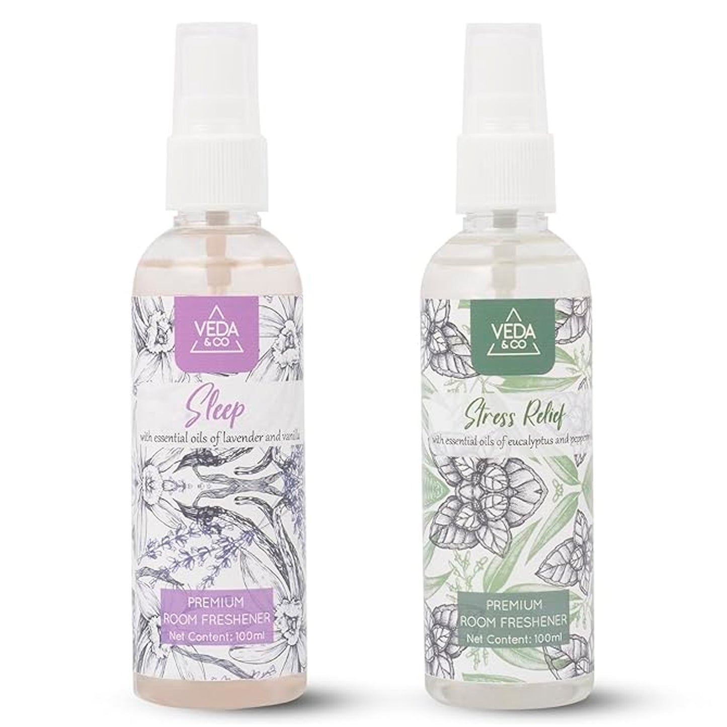 Aromatherapy Room Freshener - Combo Pack of 2 (100ml each) | Induces Sleep & Stress Relief | Long Lasting Air Freshener for Home, Office & Other Occasions