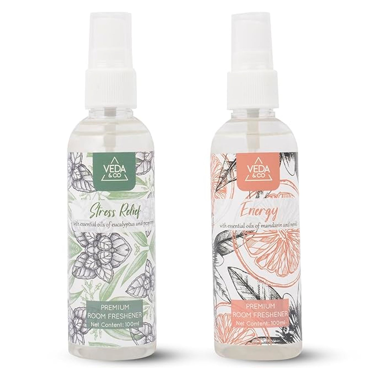 Aromatherapy Room Freshener - Combo Pack of 2 (100ml each) | Induces Energy & Stress Relief | Long Lasting Air Freshener for Home, Office & Other Occasions